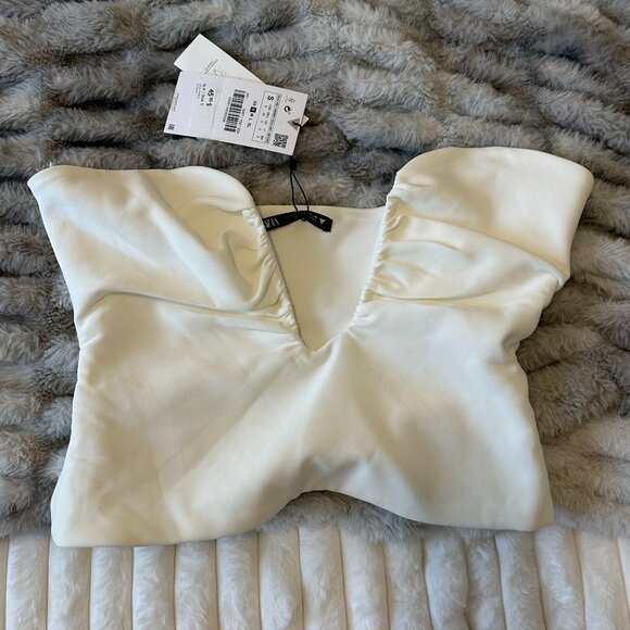 Zara Deep V Strapless Corset Top (White) - Picture 1 of 3